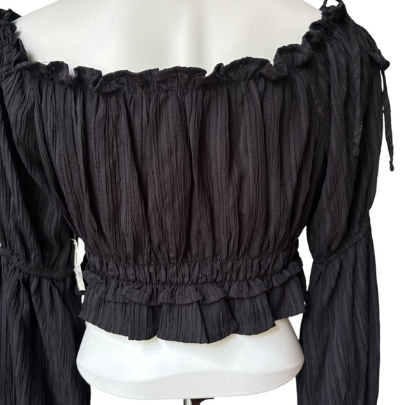 NWT, Altar’d State Black Peasant Crop Top, Sz M - Picture 9 of 12